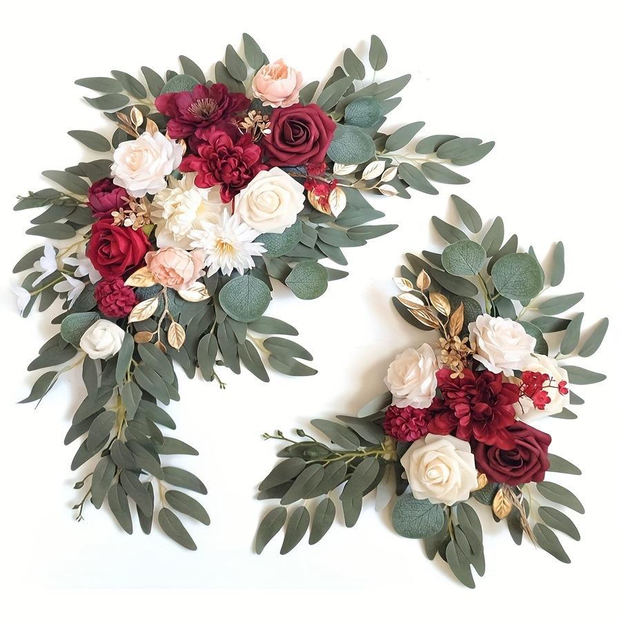 2-piece Set of Simulated Wedding Door Lintel Flower Arrangement for Outdoor Ceremony Decoration