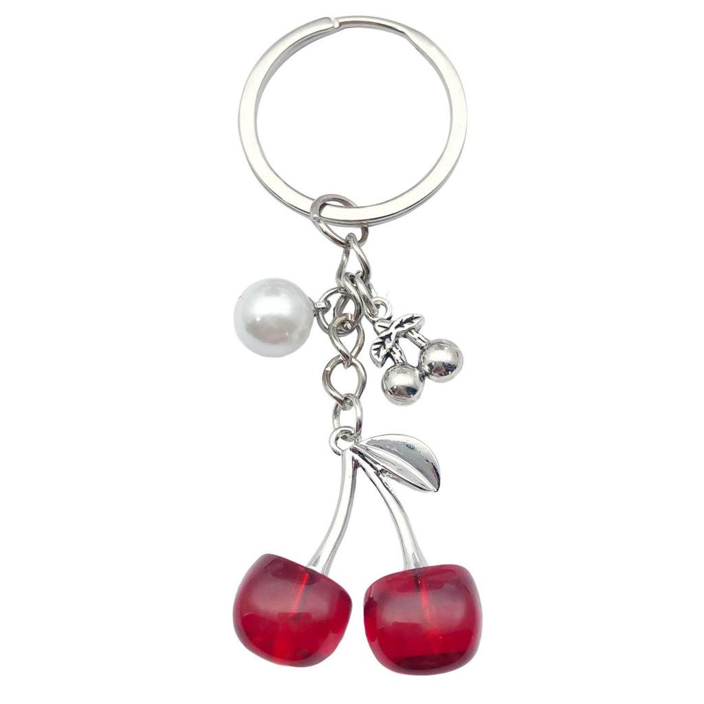 Trendy Cute Pearl Cherry Keychain for Women – Versatile Bag Ornament
