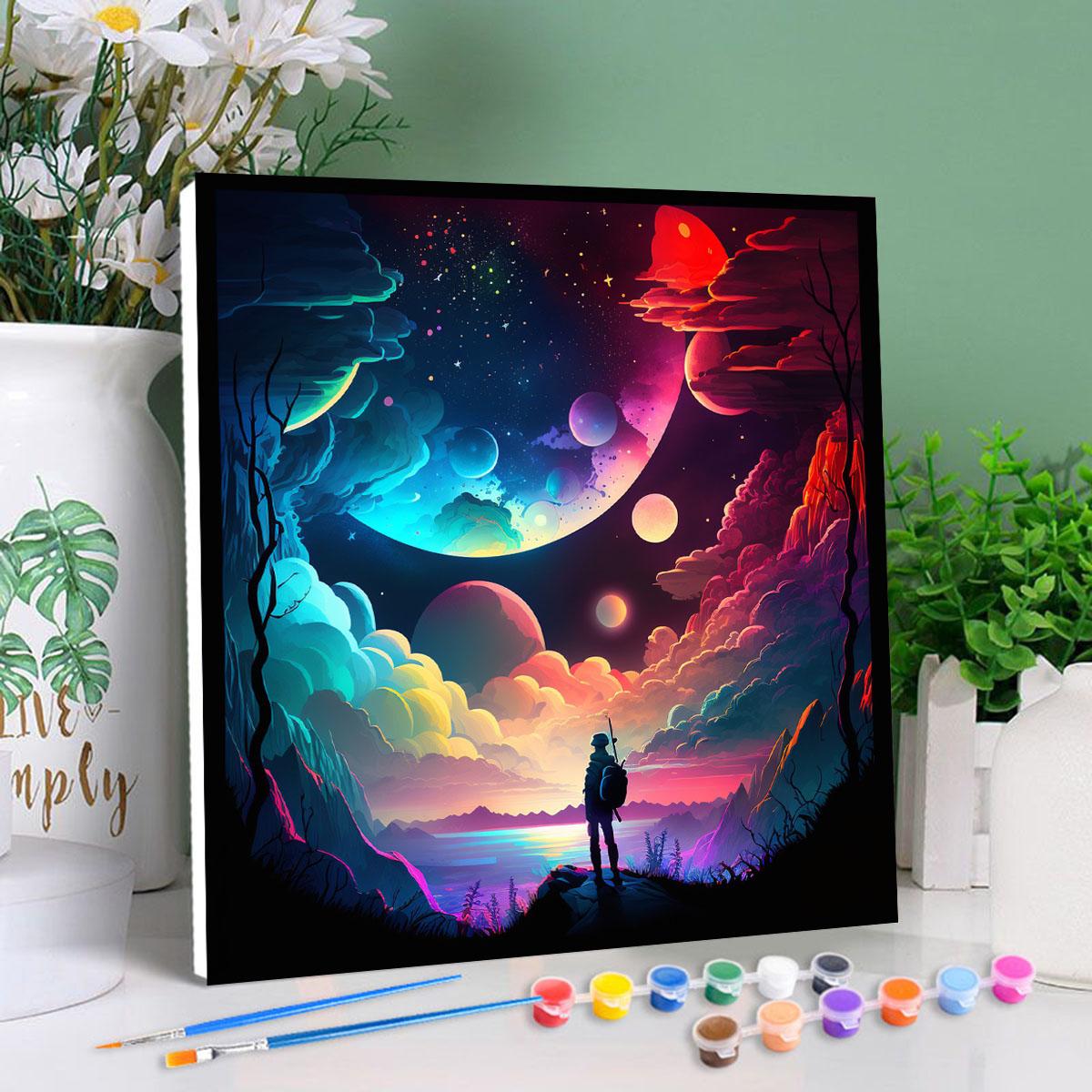 

RUOPOTY Рамка Картина по номерам Мультфильм Пейзаж Легко рисовать на холсте Акриловые поделки Картина Аврора для подарка своими руками 2 20x20cm with frame