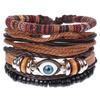Retro Woven Cowhide Leather Men's Bracelet Set - European & American Handmade DIY Knot