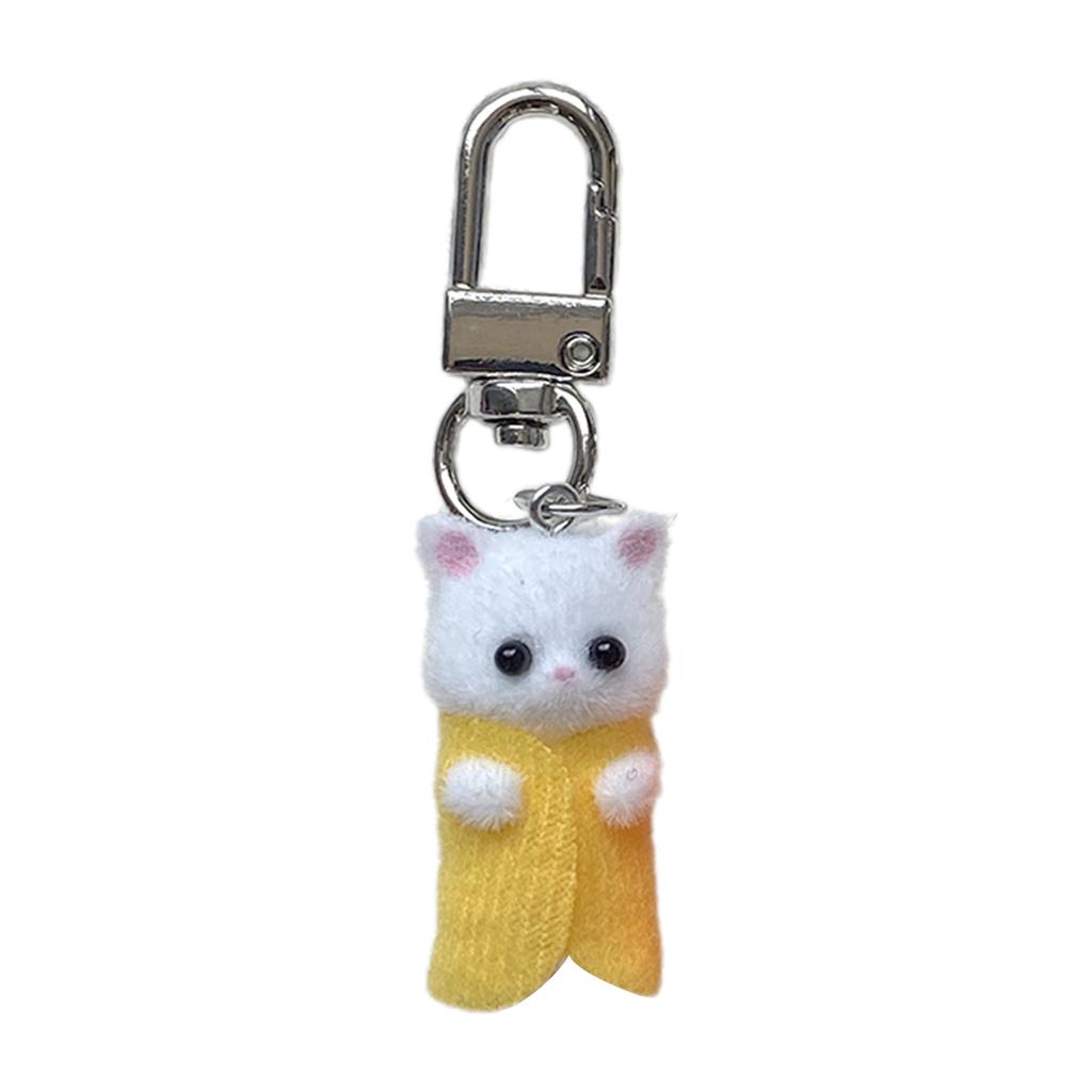 Cat Shaped Pendant Cartoon Animal Shaped Keyring Fashionable Flocking Key Rings Charm Jewelry for Backpacks and Phone
