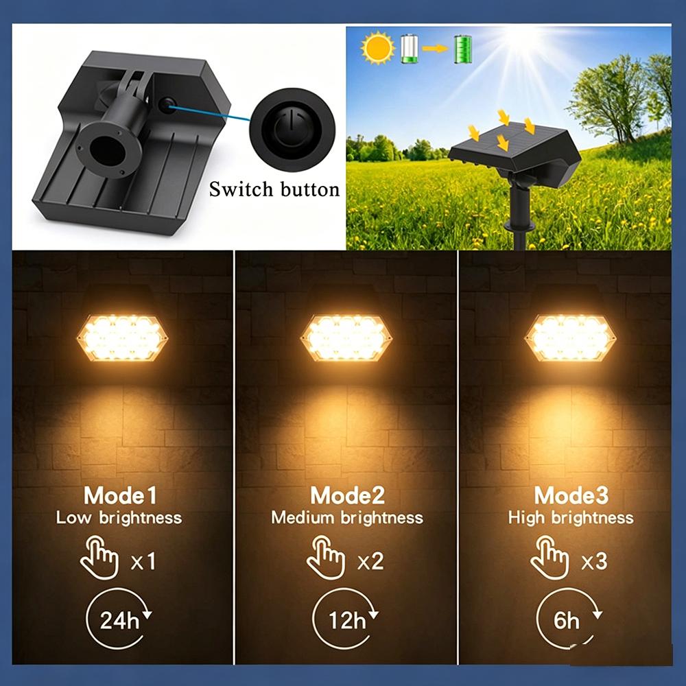 2/4PCS 92LED Solar Spot Lights IP65 Waterproof Adjustable Warm White Landscape Lamp Outdoor Garden Decor Lighting for Yard Patio