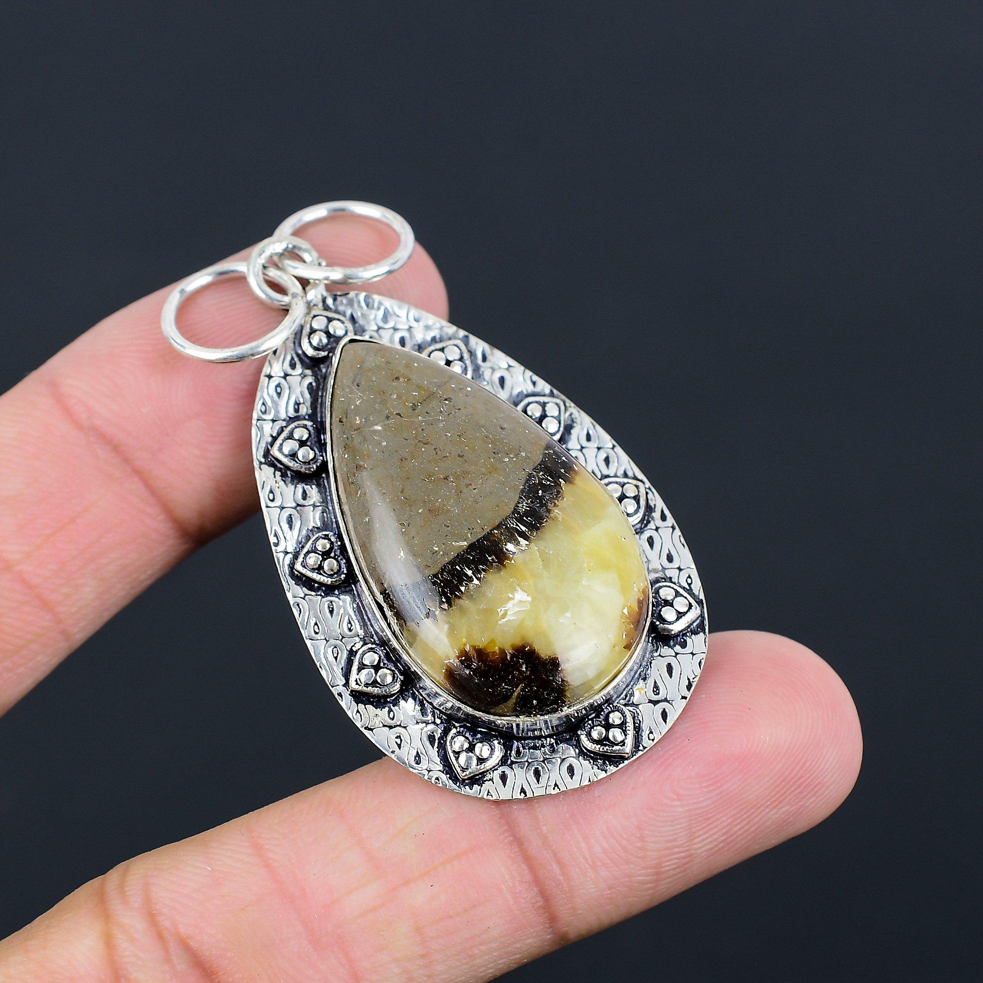Sisters Day Deal Septarian Gemstone Daughter New Pendant 925 Sterling Silver