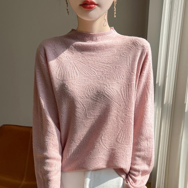 Women S Half High Neck Loose Knit Sweater For Autumn Winter Versatile Pullover Top