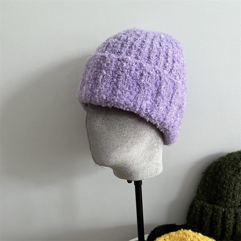 

Candy color circle yarn hemming wool pullover hat men and women winter warm ear protection knitted pointed cold hat M（56-58cm） рожевий червоний колір