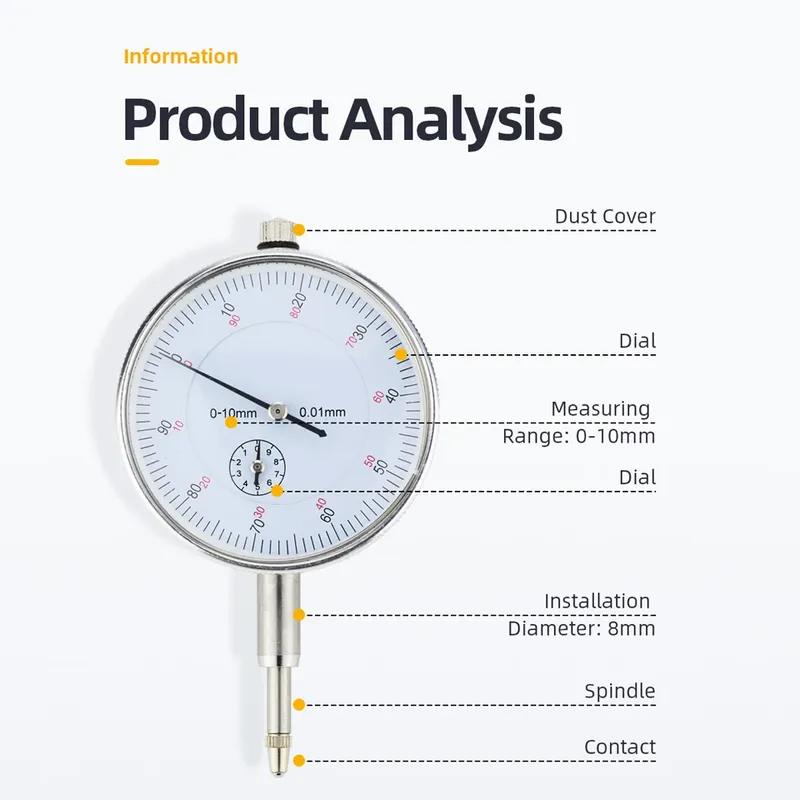 Dial Indicator Magnetic Comparator Dial Gauge Magnetic Stand Base Micrometer Measuring Hour Type Indicator Measurement Tools