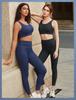 Yvette Yogahose mit Denim-Cropped-Sportgröße Schwarz Damen High-Waist Taschen, Druck, Abdeckung, Kompression, Länge, Yoga, Laufen, Fitnessstudio, Leggings,