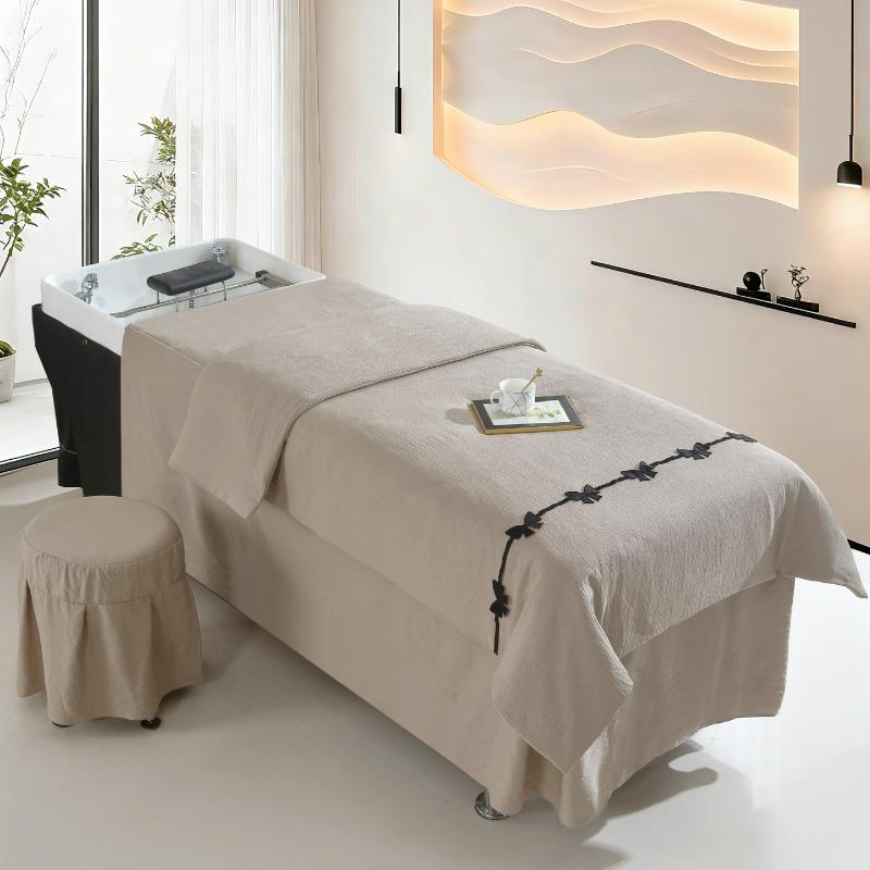 70x150cm 3-Piece Set Summer Lightweight Bubble Gauze Massage Bed Cover for Thai Shampoo Bed Head Therapy Bed Linen