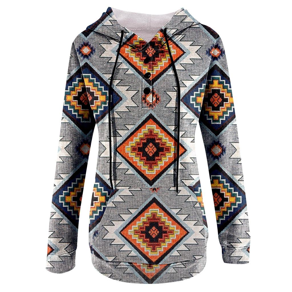 Women's Casual Fashion 2022 Print Long Sleeve Pullover Hooded Top