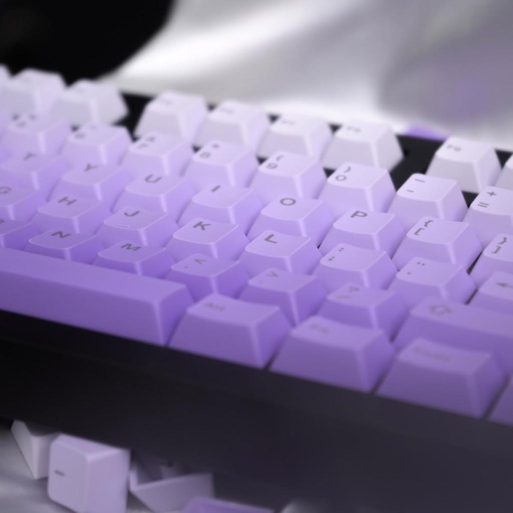 125 Key Gradient Purple Keycaps PBT Material Dye Sub Cherry Profile Fits Cherry MX Switch Mechanical Keyboard for 61/64/87/104/108 (Purple)