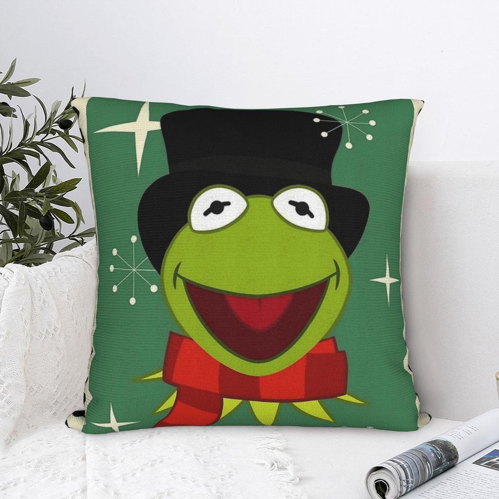 Kermit Merry Xmas Square Pillow Case Polyester Cushions for Sofa Novelty Cushion Covers