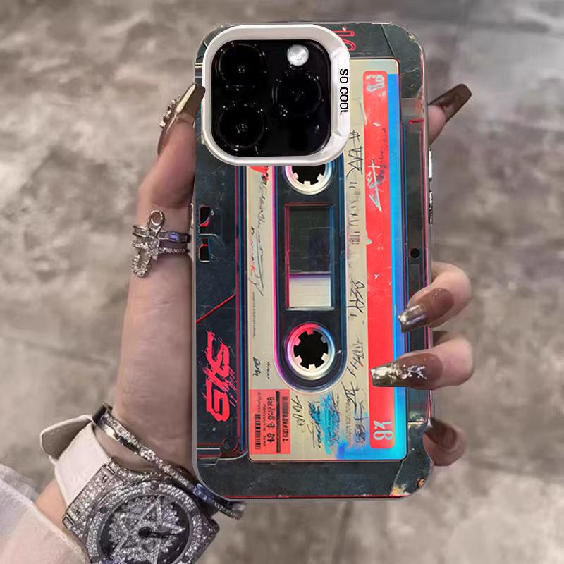 Cool Retro Cassette Phone Case for iPhone 17 16 15 14 13 12 11 Series Pro Max Plus Double Layer Protection