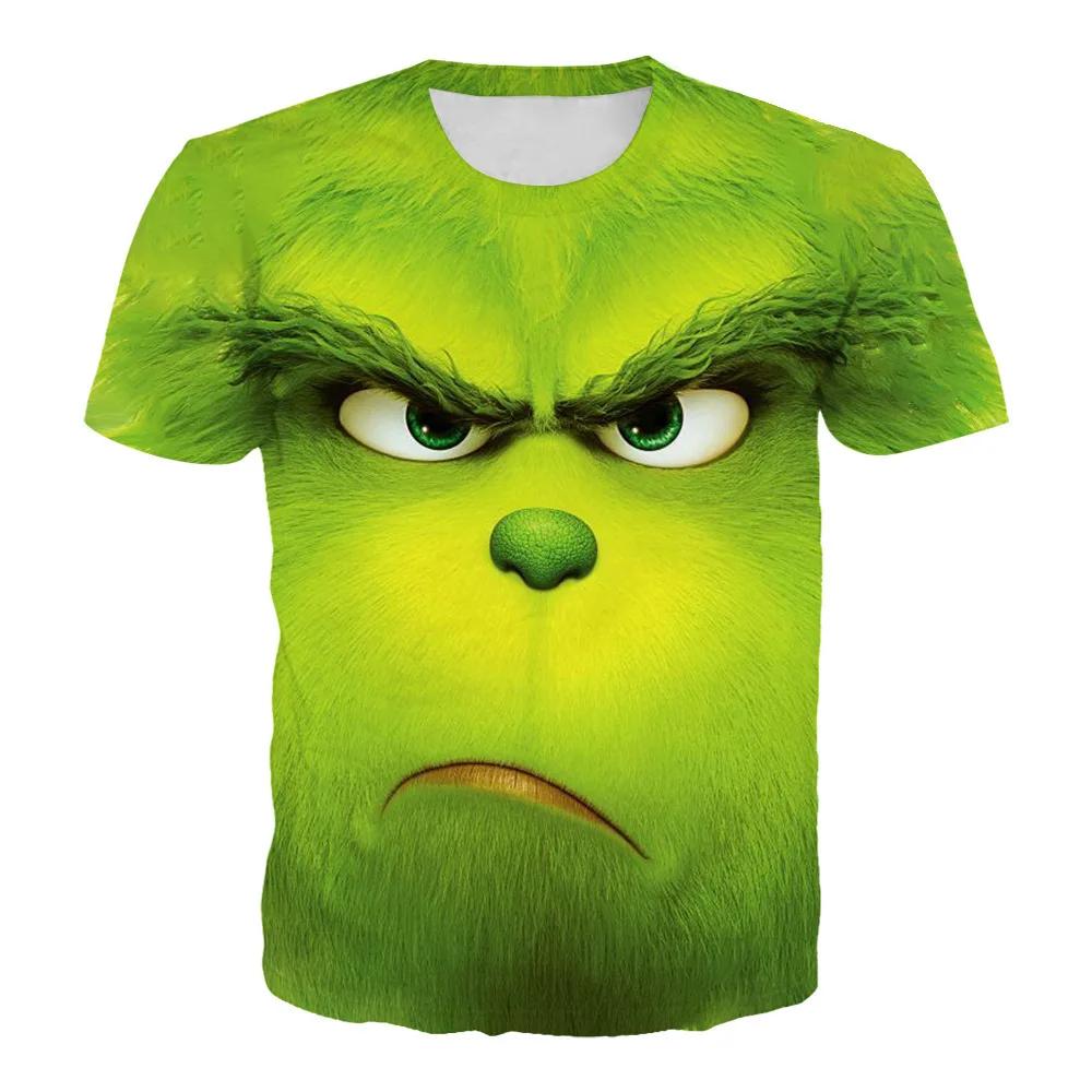 2025 Nueva camiseta infantil Impresión digital 3D Felpa verde Alta gama Dibujos animados Estampado Cuello redondo Manga corta Top de niña