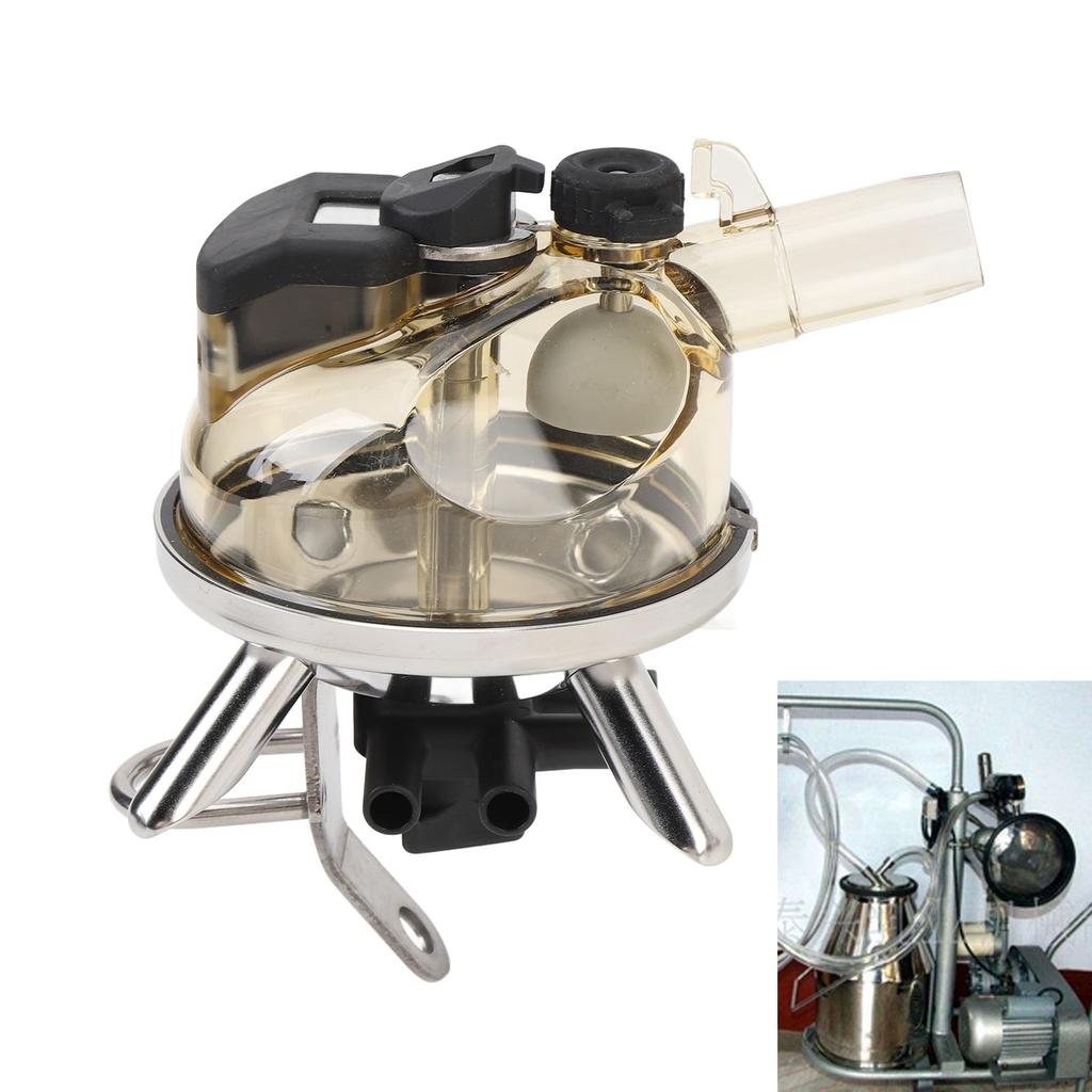 Cow Milk Collector Tool Milk Claw Cluster Cow Milk Collector 300ml Stainless Base Transparent Cover Cow Milking Cluster for Farm
