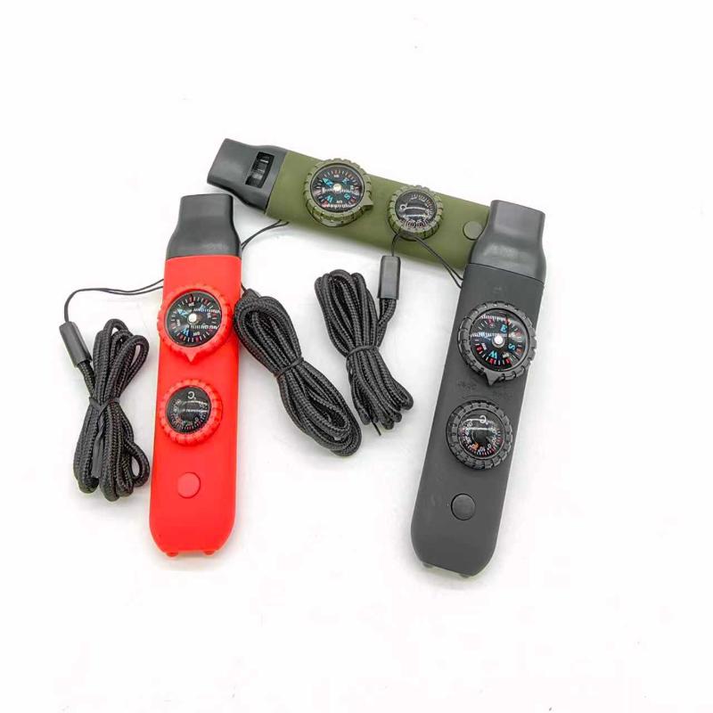 7In1 Survival Whistle With Compass Led Lighted Portable Survival Whistle Tool Camping Hiking Outdoor Multifunctional Whistle