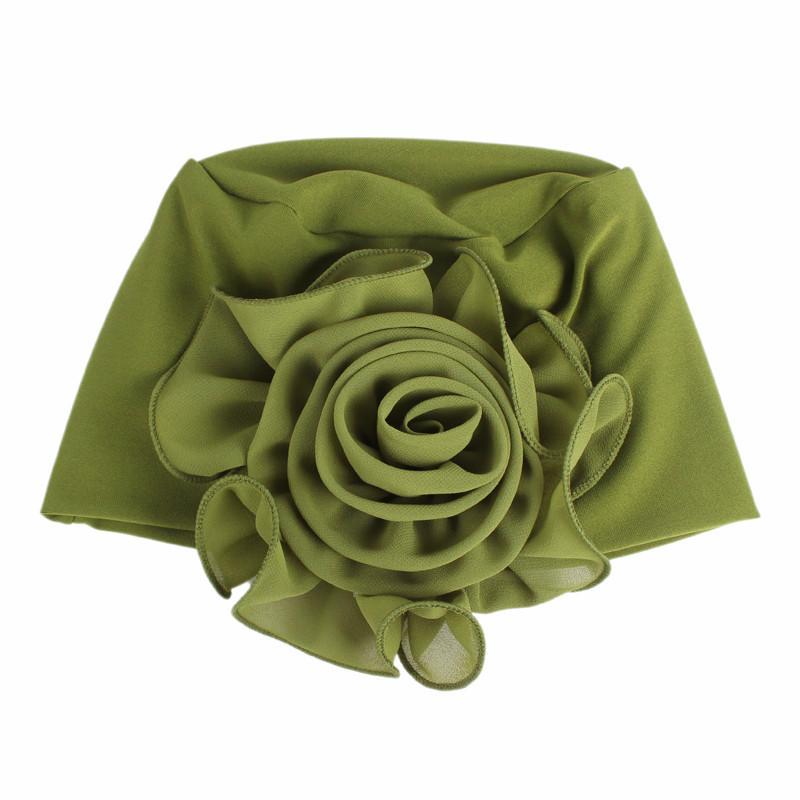 New Woman Beautiful Flower Turban Elastic Cloth Head Cap Hat Ladies Hair Accessories Muslim Women's Hijabs Scarf Cap