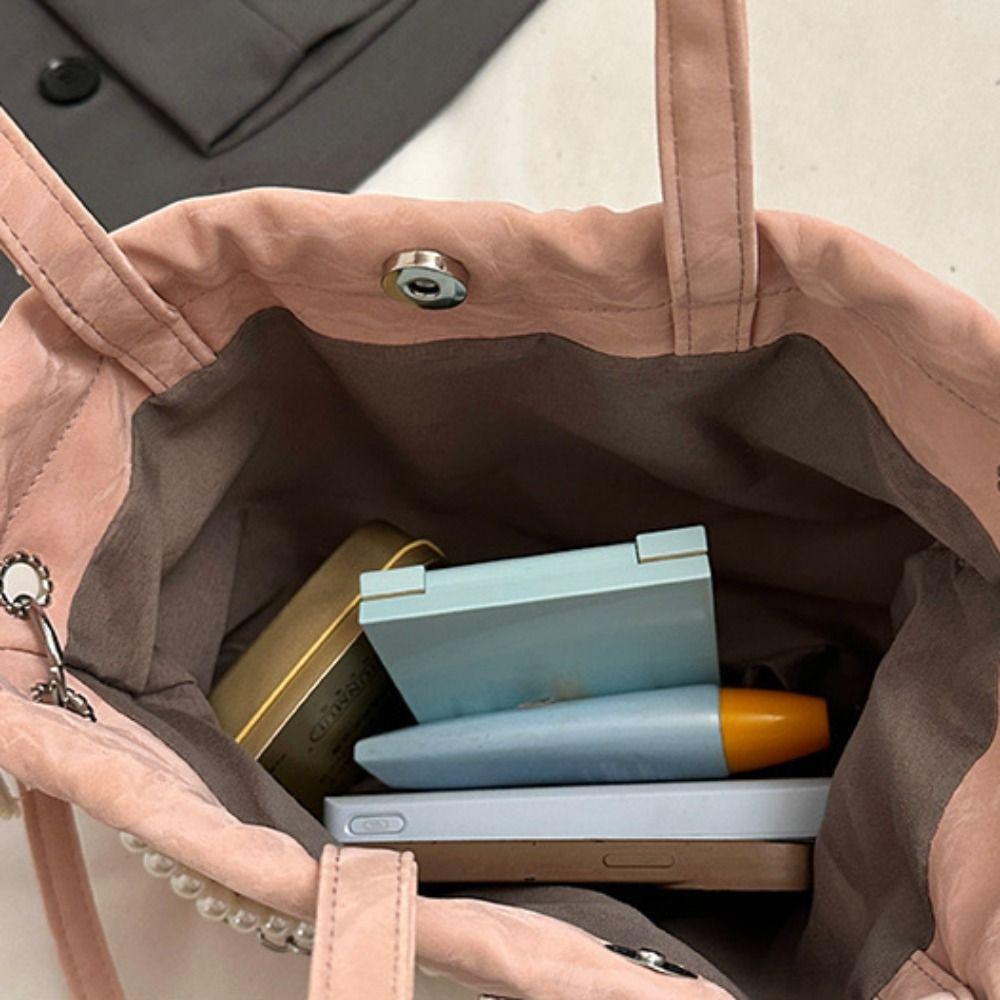 Magnetic Buckle Silver Butterfly  Backpack Metal Chain Pearl Chain Handbag  Daily