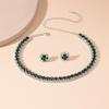European & American Green Blue Choker Necklace & Stud Earrings Set for Women - Ideal for Weddings & Evening Dresses