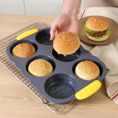 Heat Resistant Silicone Baking Pan Non-stick Bread Loaf Pan Hamburger Bun Mold  Kitchen Use
