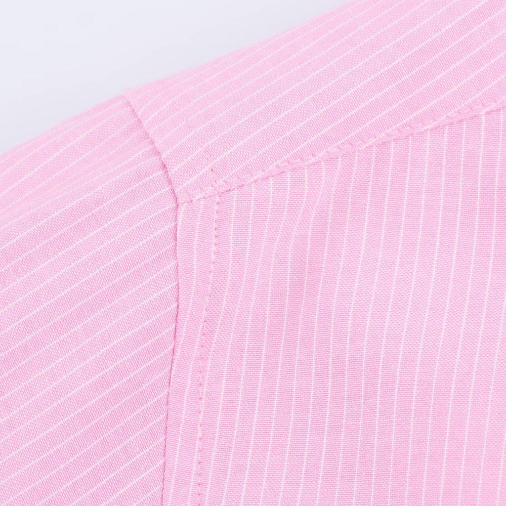 2025 Spring Women's Casual Striped Oxford Shirt with Turn-Down Collar