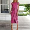 Damen Sommerkleid Rundhals ärmellos A-Linie Kleid Saum Gürtel Swing Strandkleider