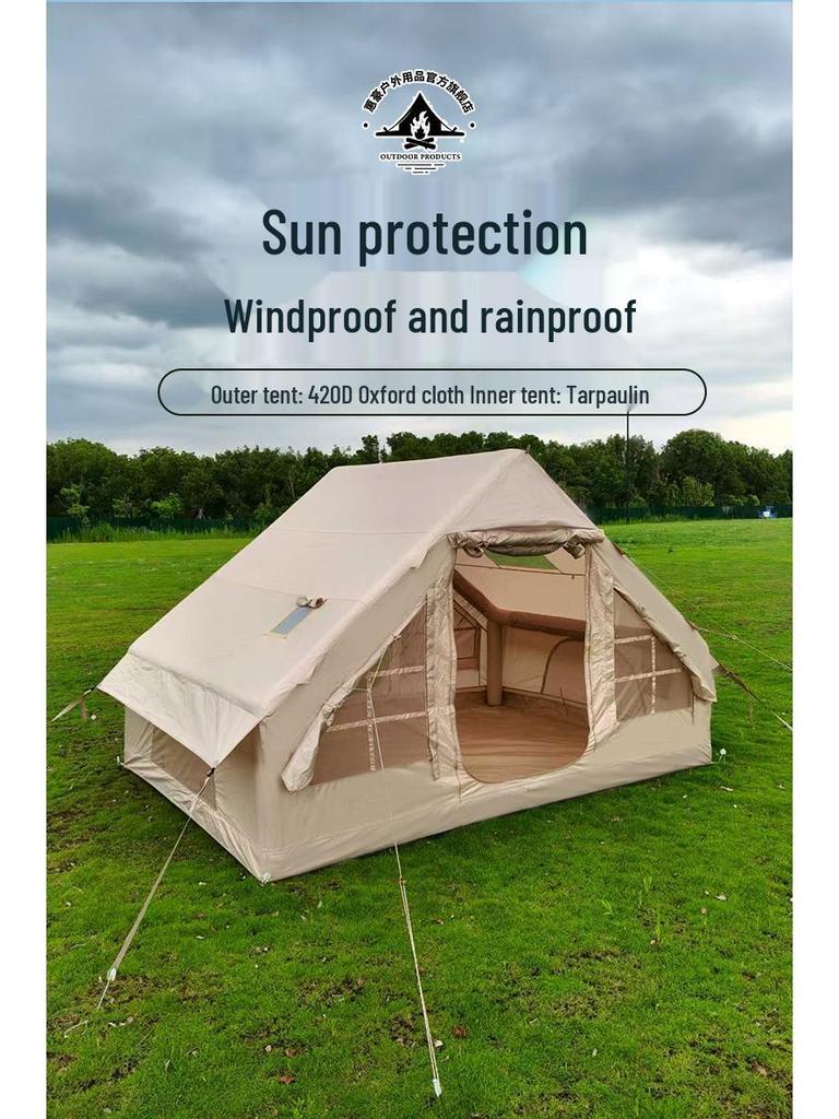 Portable Outdoor Inflatable Camping Tent - Thickened Oxford Cloth for Mountain Wilderness