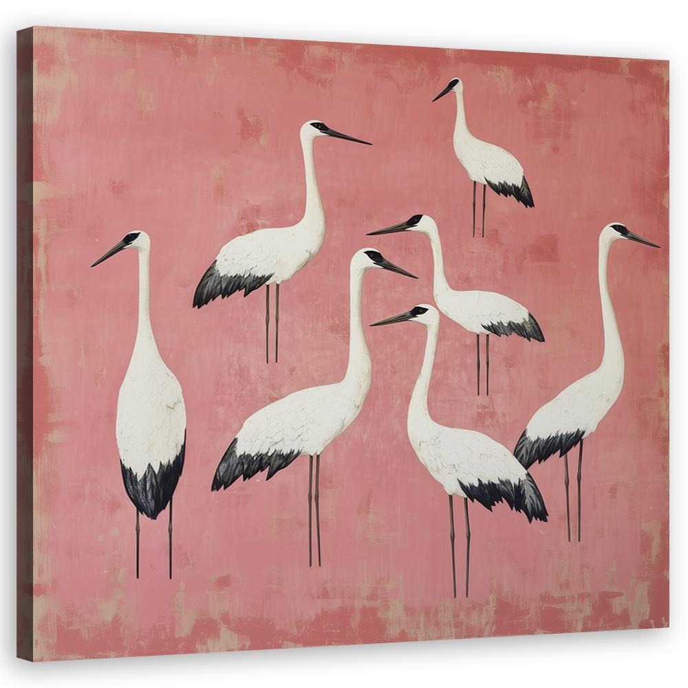Canvas Print, Birds Cranes Pink