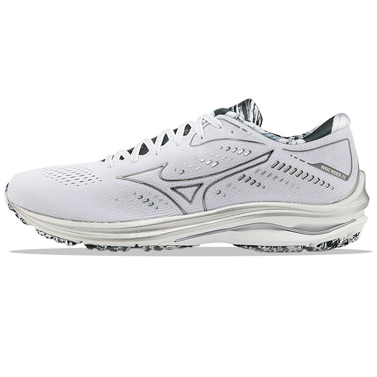 Mizuno Wave Rider 25 Fabric Synthetic Leather Slip Resistant Durable Breathable Low Top Rubber Casual Men Sneaker Silver Gray J1GC217493