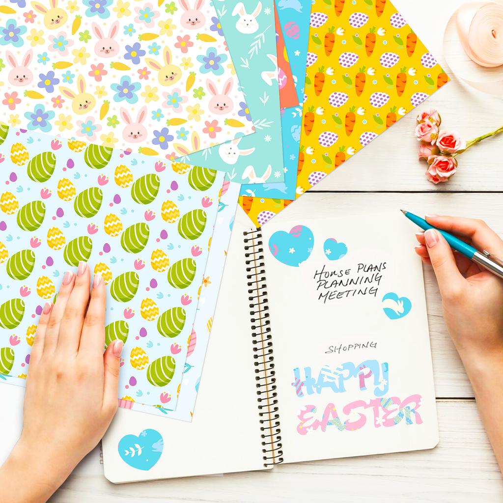12 Pieces of Color Rebirth Easter Material Paper DIY Material Paper Non-sticky Ins Hand Account Base Background Paper