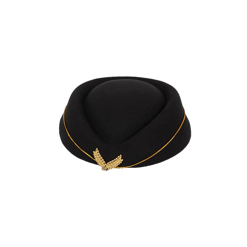 Woolen Bere Stewardess Hat High Speed Rail Stewardess Hat Hotel Front Desk Attendant Uniform Hat
