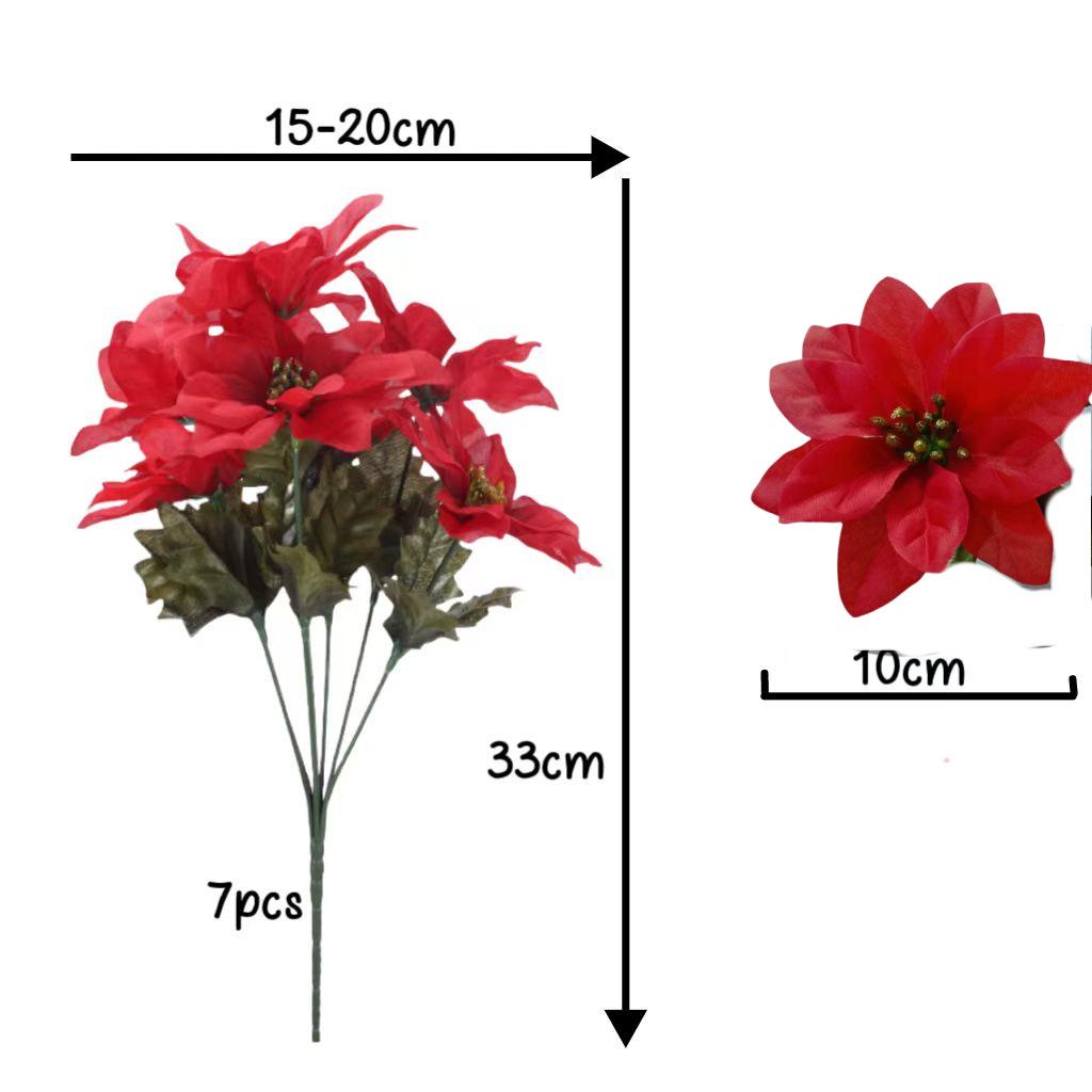 Seven-Head Silk Christmas Bouquet - Decorative Artificial Flowers for Kindergarten & Events