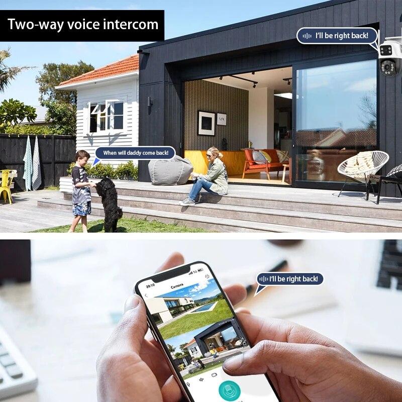 8MP Wifi-kamera PTZ utendørs nattsyn Dual Screen Human Detection 4MP sikkerhetsbeskyttelse CCTV-overvåking IP-kamera