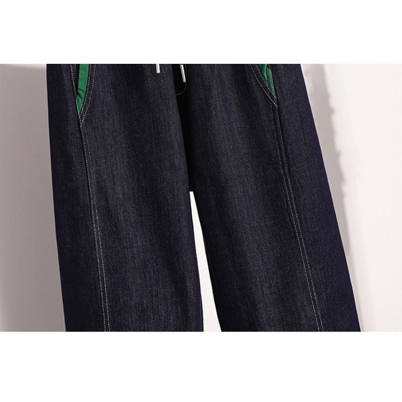 DIMANAF 2025 Plus Size Spring Jeans Long Harem Pants Elastic Women Casual Trousers Basic Loose High Waist