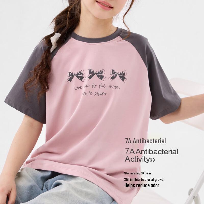 Girls' Antibacterial Cotton Blend Summer T-Shirt