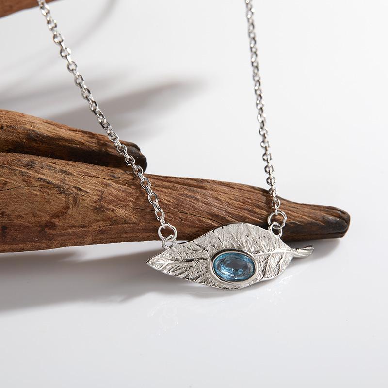 Original Leaf Design S925 Sterling Silver With Natural Garnet Topaz Peridot Colored Treasure Necklace Set