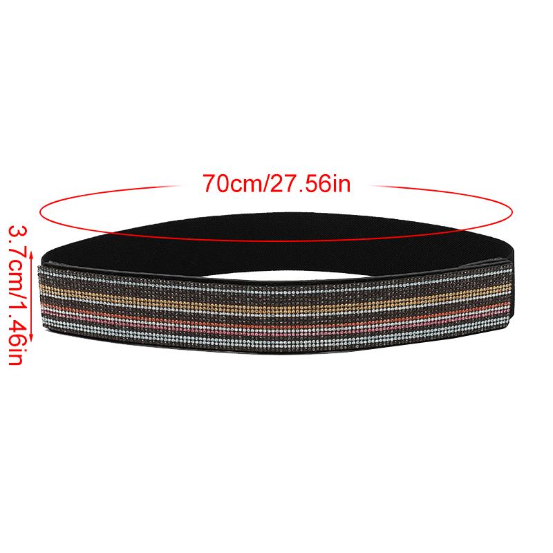 1Pc Full Diamante Wide Women's Ladies Dress Imitation Leather Stretch Waistband Rhinestone Belt