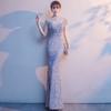 Fishtail Evening Dress Women's 1011 New Banquet Elegant Temperament Annual Meeting Host Long Sequined Socialite Dress