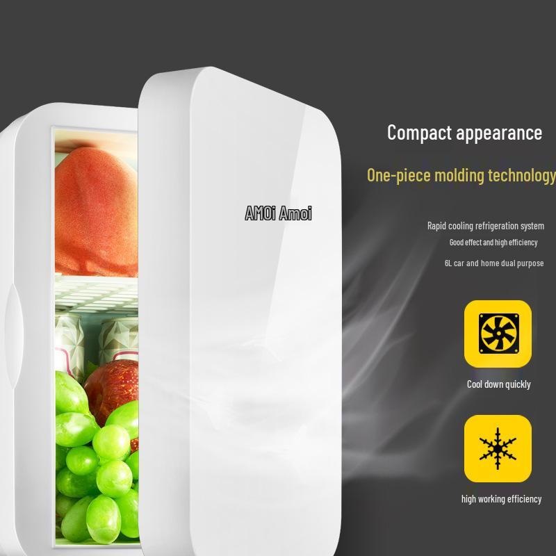 Xiaxin 8L Dual-Use Car & Home Mini Fridge with Semiconductor Cooling for Dorms, Masks, and Medicine.