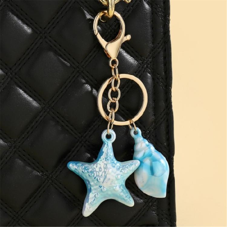 Stylish Beach Inspired Shell Keychain Conch Starfish Star Pendant Keyring Charm Fashionable Sea Inspired Jewelry