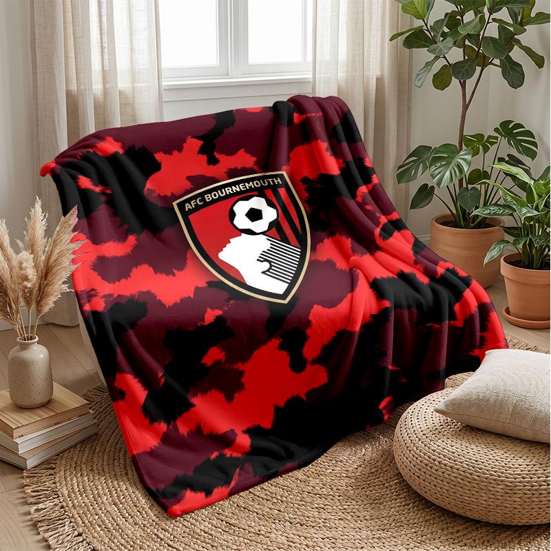 Bournemouth Football Print Flannel Blanket, Soft Warm Lightweight Throw Blanket for Sofa Bed Camping
