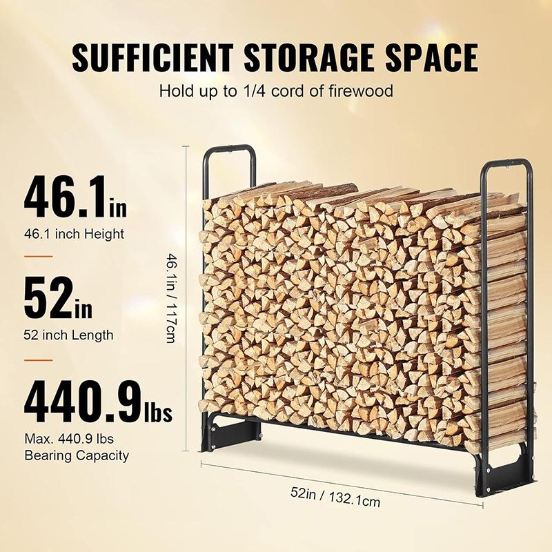 Metal Outdoor Firewood Racks Wood Storage Holder Fireplace Heavy Duty Firewood Pile Storage Rack Large Capacity Waterproof Stand