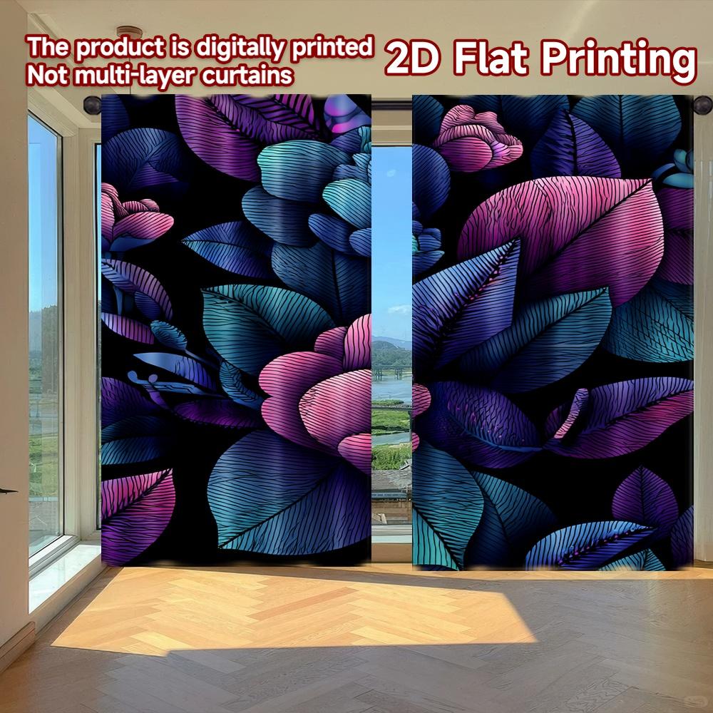 

2D FLAT PRINTING 2pcs Curtains (Without Rod) Floral Fantasy Design New year holiday curtains with digital printing Durable 100*130 Grommet Top 1pcs