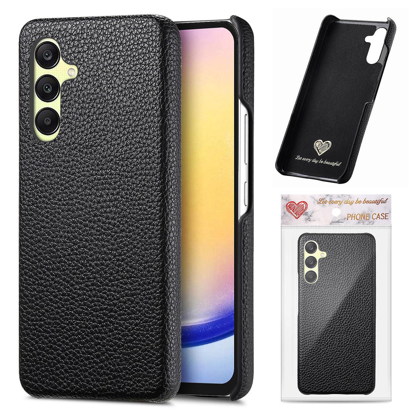 

For Samsung Galaxy A16 4G/Galaxy A16 5G Case Litchi Texture Leather Coated PC Mobile Back Cover Black