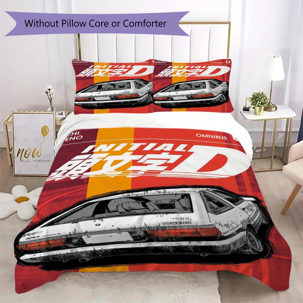 Initial D Pattern Bedding,Quilt Set Quilt Cover Pillowcase Home Birthday Gift (1*duvet cover+2*pillowcase,without core)SSJT0917215