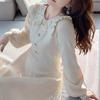 Beaded Petite Wool Knit Dress with Doll Collar for Women - Slimming, Age-Reducing Autumn Winter Layer