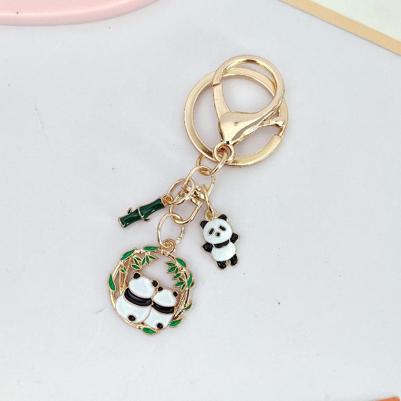 Cartoon Panda Bamboo Keychain Pendant - Cute School Bag Accessory and Creative Gift for Students