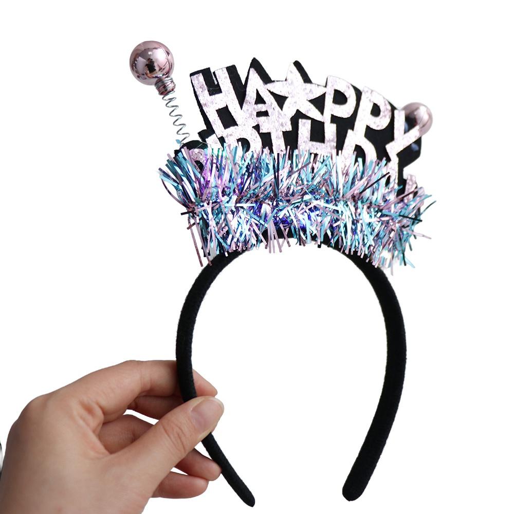 Dopis Happy Birthday Čelenka Plastová koule Dětské Narozeninové gumičky do vlasů LED Light Hoop Girls