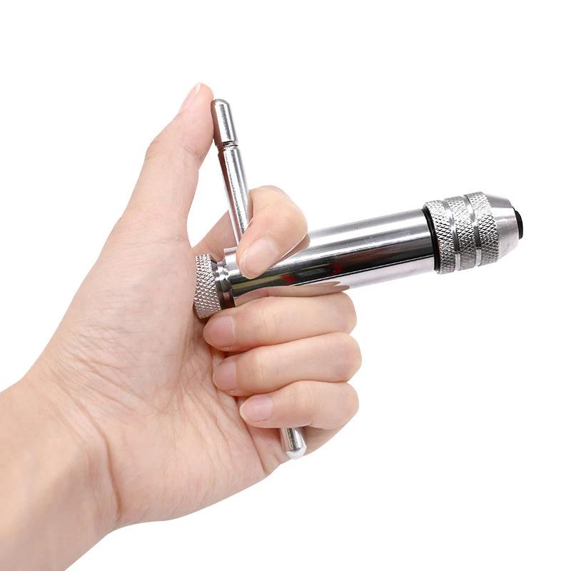 T-Handle Ratchet Tap Wrench M3-M8 M5-M12 Wrench 5Pcs Set Of M3-M8 Taps Adjustable Ratchet Hand Wrench Manual Tapping Accessories