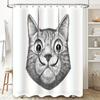 Cat Shower Curtain Artistic Pet Portrait Bathroom Decor Modern Farmhouse Liner Vintage Animal Illustration Home Decor Washable C