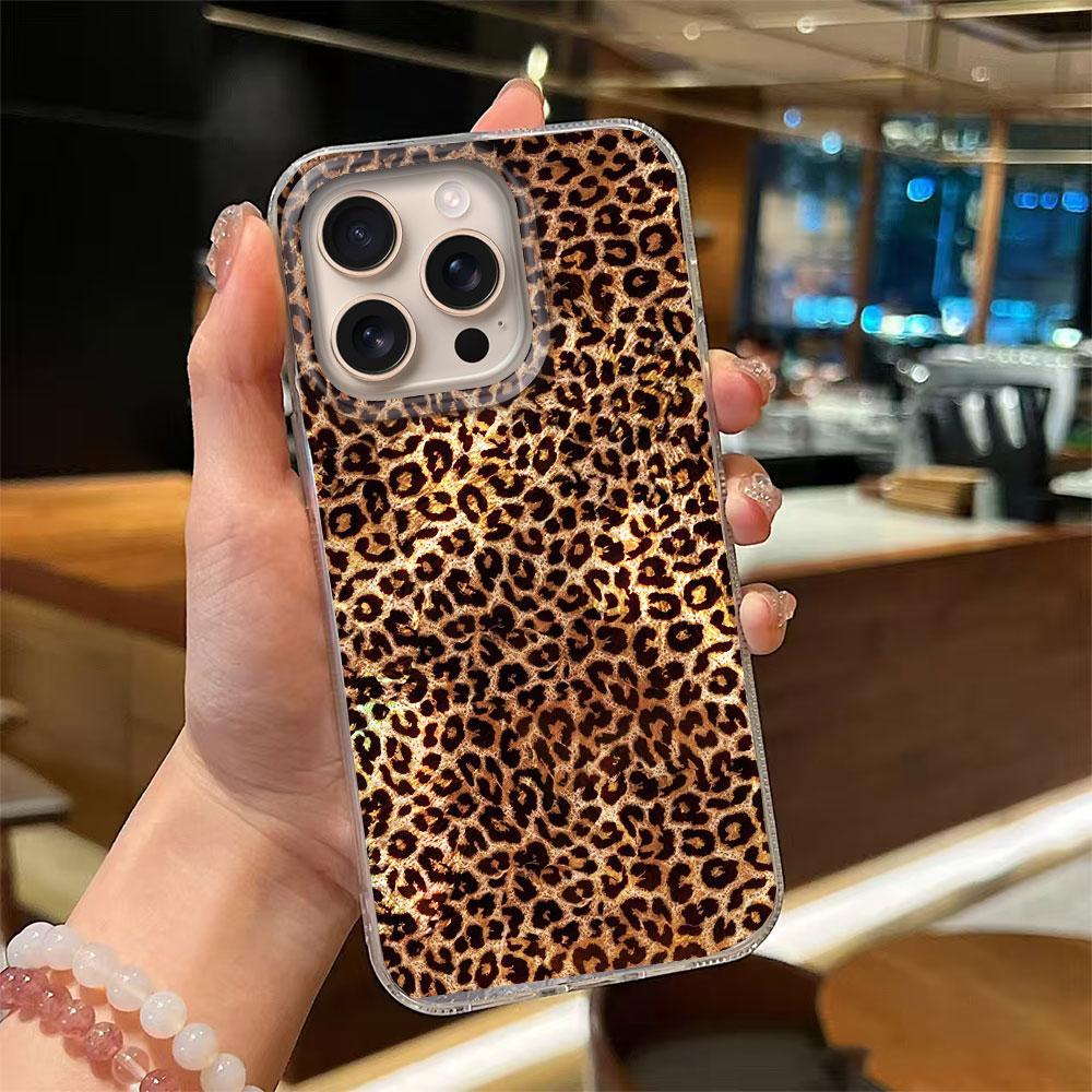 Gold Leopard Fashion Women INS Phone Case for iphone 17 Air 16 15 14 13 11 12 Pro Max 7 8 Plus X XS XR SE 2022 2020 16e Cover